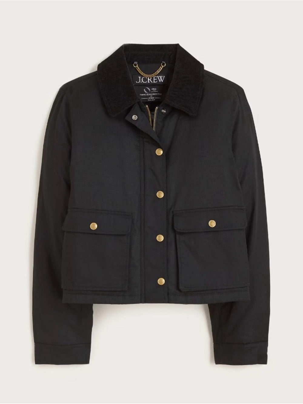NWT J.Crew Cropped Barn Jacket in Black Ripstop Cotton - Picture 3 of 9